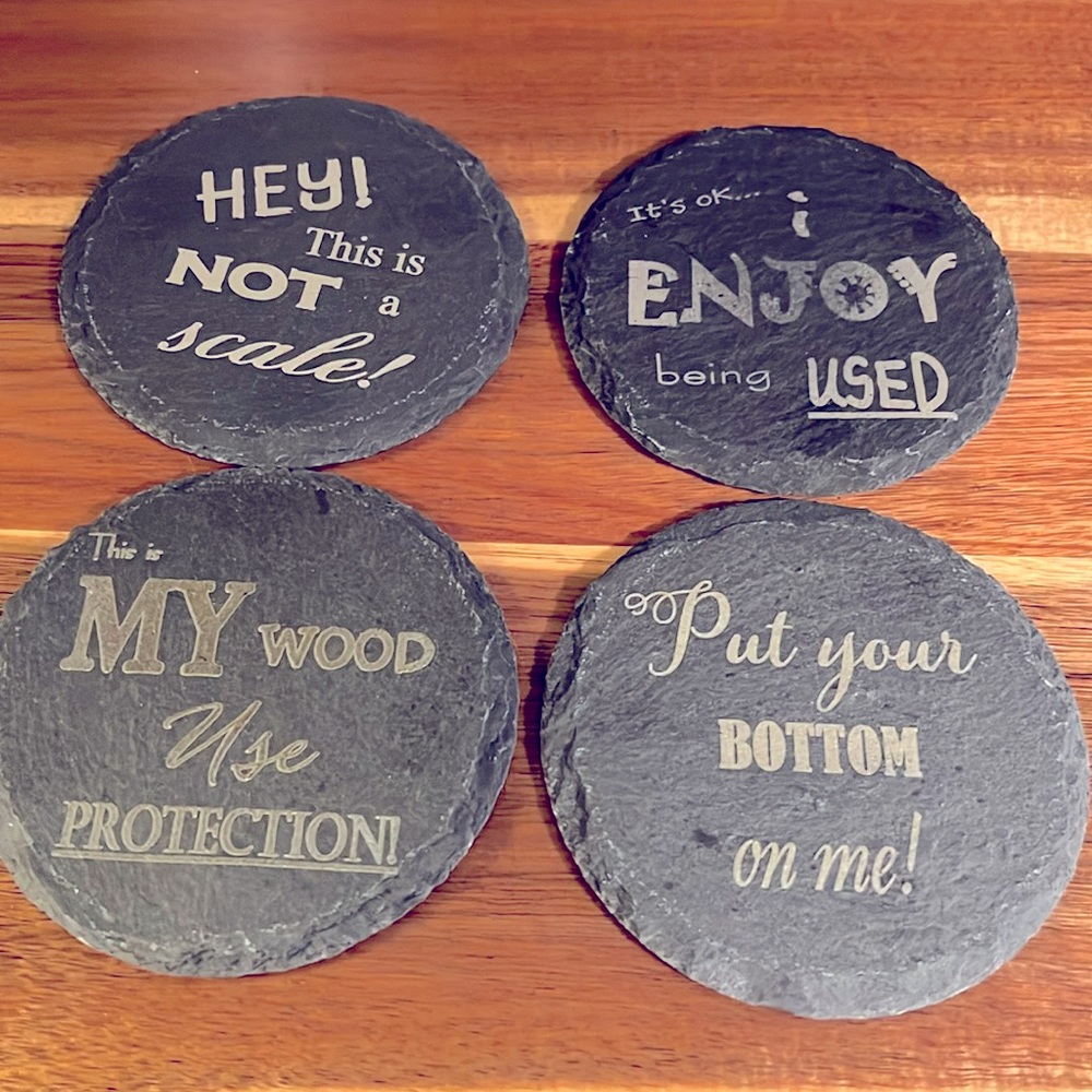 Set of four slate coasters